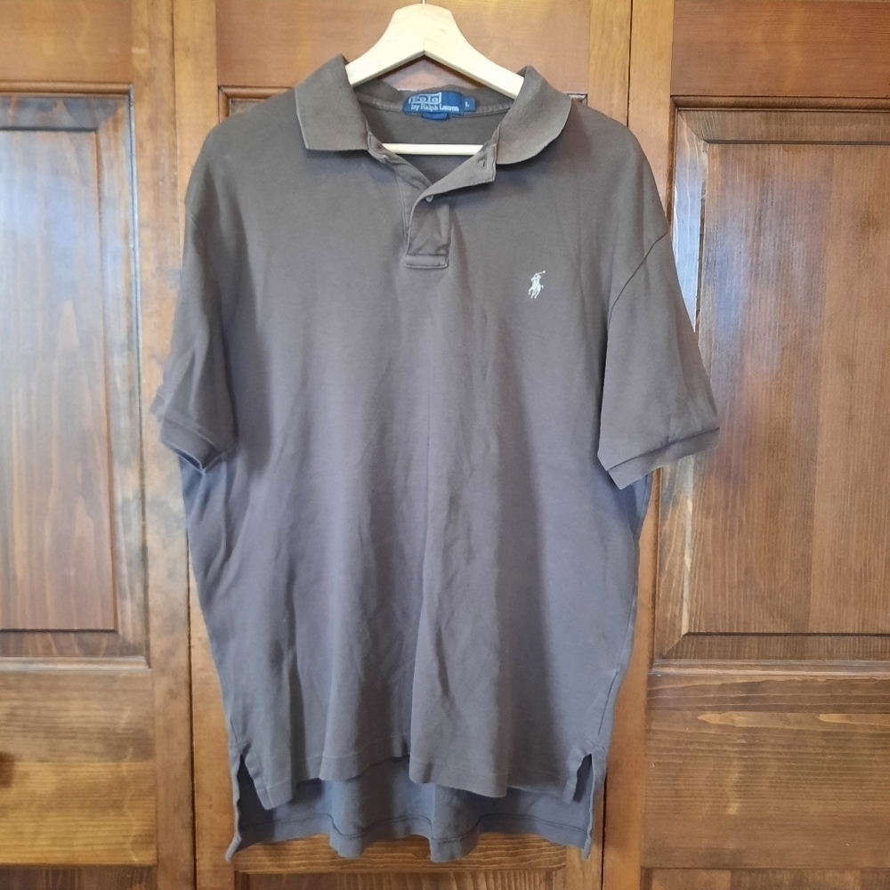 Vintage Polo Ralph Lauren 100% Cotton Chocolate Brown Polo Shirt Size Large